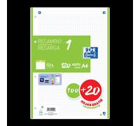 Ricarica A4 Oxford School - 5x5 - 100+20 fogli - Colore verde NEW