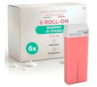 Ricarica Ceretta Rullo al Biossido di Titanio, Cera Depilatoria Roll On Professionale, Compatibilità Universale, Liposolubile Delicata e Protettiva, Per Tutti i Tipi di Pelle - 6 Cartucce da 100ml