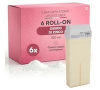 Ricarica Ceretta Rullo all'Ossido di Zinco, Cera Depilatoria Roll On Professionale, Compatibilità Universale, Azione Lenitiva per Pelli Sensibili Contro Irritazioni e Rossori - 6 Cartucce da 100ml