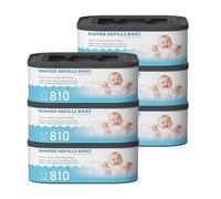 Ricarica Jumbo Square per sacchetti smaltimento (profumo di talco per bambini) compatibili con Diaper Genie Classic, Compact e Select, contiene fino a 810 pannolini per ricarica, 6 confezioni