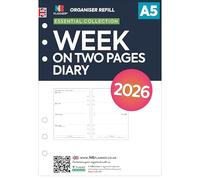 Ricarica per agenda 2026, formato A5, settimana su due pagine, compatibile con Filofax A5, inglese, festività del Regno Unito (diario 2026)