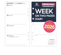 Ricarica per agenda 2026, settimana su due pagine, compatibile con Filofax, festività del Regno Unito, 95 x 171 mm