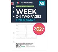 Ricarica per agenda 2027, settimana su due pagine, compatibile con Filofax formato A5