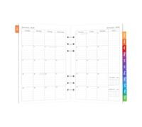 Ricarica per agenda settimanale e mensile, formato A5, da gennaio a dicembre 2026, perforata a 6 fori, ricarica con linguette mensili, blocchi giornalieri a righe, festività e appunti (21 x 15 cm)