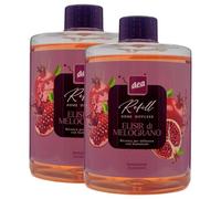 Ricarica Per Diffusore a Bastoncini Refill, Disponibile In Diverse Fragranze Corpose Ed Avvolgenti, Capaci Di Creare Sensazioni Olfattive Uniche 500ml (2 Unità, ELISIR DI MELOGRANO)