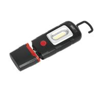 Ricaricabile 360° Ispezioni Luce 3W Rotondi & 1W SMD LED Nero Polimeri di Litio