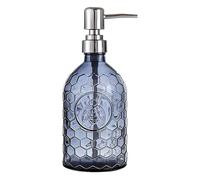 Ricaricabile Flacone for lozione in vetro Push da 500 ml Home/Hotel/Bagno Porta sapone blu trasparente cilindrico per sapone liquido