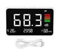 Ricaricabile Livelli di Rumore Tester Decibel Meter Desktop Livelli Sonori Meter con Tempo Temperatura e Umidità Display Strumento di Valutazione del Rumore