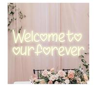 Ricaricabile per luci al neon "Benvenuti nel nostro per sempre" Insegna al neon a LED per decorazioni da parete per feste matrimonio 42X17cm(Giallo)