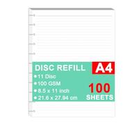 Ricariche di carta formato lettera, fogli sfusi A4 per TUL Custom Note-Take System Discbound Notebook Planner Insert, bianco, 100 fogli/200 pagine, a righe universitarie, 21,3 x 27,9 cm
