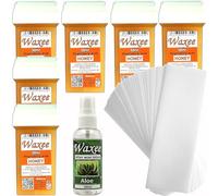 Ricariche di cera da 50 ml compatibili con Veet EasyWax 50 ml roll-on, cartucce di cera roll-on, miele, 6 pezzi + strisce di ceretta + olio dopo cera.