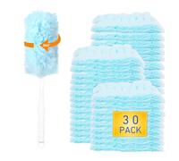 Ricariche per spolverino compatibili con Swiffer Duster, 360 Heavy Duty Multi Surface Duster di ricambio con 1 manico corto per pulire mobili, ciechi, ventilatori a soffitto (blu, 360-30 pezzi)