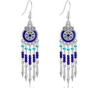 Ricarmo Bohemian Delicato Perline Fringe Cerchio Leggero Pendente Orecchini di Goccia Etnici Hollow Smalto Fiore Orecchini Gancio Per Le Donne Gioielli Regali, Metallo, Cristallo