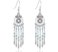 Ricarmo Bohemian Delicato Perline Fringe Cerchio Leggero Pendente Orecchini di Goccia Etnici Hollow Smalto Fiore Orecchini Gancio Per Le Donne Gioielli Regali, Metallo, Cristallo