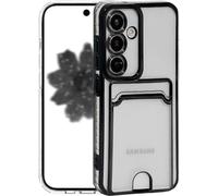 Riccase Custodia trasparente per Samsung Galaxy A18 5G con porta carte, antiurto trasparente morbido TPU protettivo paraurti sottile carino per Samsung Galaxy A18 custodia per telefono, nero