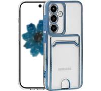 Riccase Custodia trasparente per Samsung Galaxy A18 5G con porta carte, antiurto trasparente morbido TPU protettivo paraurti sottile carino per Samsung Galaxy A18 custodia per telefono, blu