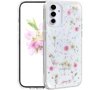 Riccase Custodia trasparente per Samsung Galaxy A56 5G, con vero fiore secco, antiurto trasparente morbido TPU protettivo paraurti sottile glitterato carino floreale per Samsung A56 5G custodia per