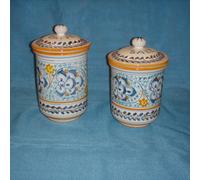 RICCERI set 2barattoli cucina sale/caffè ceramica dipinta a mano decoro a scelta