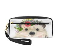 Riccio adorabile animale sveglio dell'acquerello, Borsa per il trucco Borsa per cosmetici Borsa da viaggio portatile da toilette Astuccio in pelle per donne e ragazze