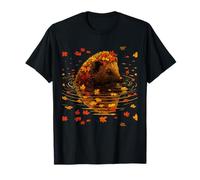 Riccio Autunnale Arte con Foglie d'Autunno Animale Foresta Maglietta