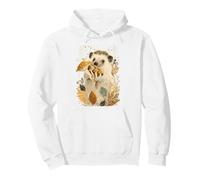 Riccio Autunnale Che Tiene Funghi in Una Scena di Foresta Rustica Felpa con Cappuccio