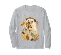 Riccio Autunnale Che Tiene Funghi in Una Scena di Foresta Rustica Maglia a Manica