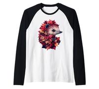 Riccio autunno foglie autunno natura amante carino foresta animale Maglia con Maniche Raglan