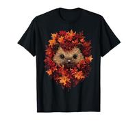Riccio autunno foglie autunno natura amante carino foresta animale Maglietta
