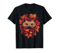 Riccio autunno foglie autunno natura amante carino foresta animale Maglietta