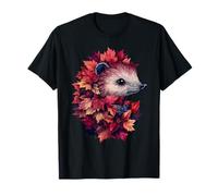 Riccio autunno foglie autunno natura amante carino foresta animale Maglietta