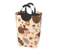 Riccio carino e fungo, Cesto portabiancheria pieghevole, Grande contenitore portaoggetti resistente con manici, 50 litri