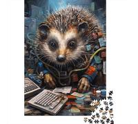 Riccio carino Puzzle 1000 Pezzi Gioco di Puzzle 1000 Pezzi Carta Scena Tecnologica da Ufficio Puzzle per Adulti Relax Famiglia Decorazione Regalo 52x38cm/1000pcs