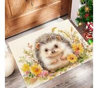 Riccio Carino Zerbino Trappola Sporco, Tappetino Antiscivolo Lavabile In Lavatrice, Animali Fiori, Zerbino D'Ingresso Soft Comfortable Per Ingresso, Port, 60 X 90 Cm Crema