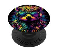 Riccio con Cuffie Occhiali da Sole Pop Art Arcobaleno Ricci PopSockets PopGrip Adesivo