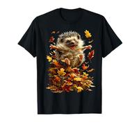 Riccio con Foglie Autunnali Foresta Animale Autunno Estetica Maglietta
