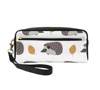 Riccio delle foglie di autunno, Borsa per il trucco Borsa per cosmetici Borsa da viaggio portatile da toilette Astuccio in pelle per donne e ragazze
