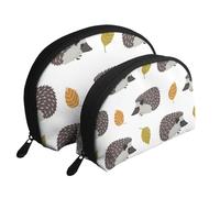 Riccio delle foglie di autunno, Borsa per trucco a conchiglia Portamonete da donna Borsa da toilette piccola Borsa per cosmetici 2 pezzi