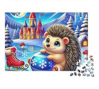 Riccio Invernale Castello Fiabesco Puzzle 1000 Pezzi Gioco di Puzzle 1000 Pezzi Carta per Adulti Paesaggio Neve Relax Famiglia Regalo Casa 38x26cm/1000pcs