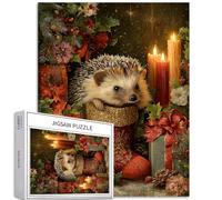 Riccio nella calza di Natale, puzzle da 1000 pezzi per adulti Candela natalizia puzzle artistico colorato puzzle fai da te per la decorazione della casa regali puzzle famiglia perfetto per serate di