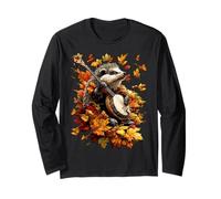 Riccio Suonando Il Banjo Foglie d'Autunno Animale Autunnale Maglia a Manica
