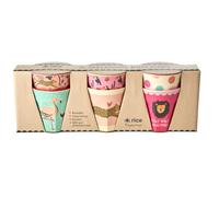 Rice - 6 Pcs Small Melamine Kids Cups Jungle Print Pink NUOVO