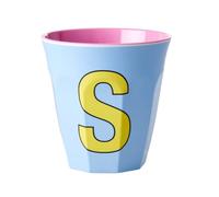 RICE DK - Tazza in melamina media, colore: Blu morbido con lettera S