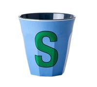 RICE DK - Tazza in melamina media, colore: Blu scuro con lettera S