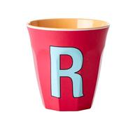 RICE DK - Tazza in melamina media, colore: Rosso con lettera R