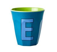 RICE DK - Tazza media in melamina, colore: Verde smeraldo con lettera E