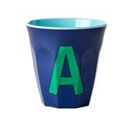 RICE.DK Tazza Media Melamina Blu Scuro con Lettera A