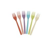 RICE Glory Days - Set di 6 forchette da torta in melamina, senza BPA, multicolore