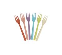 RICE Glory Days - Set di 6 forchette da torta in melamina, senza BPA, multicolore