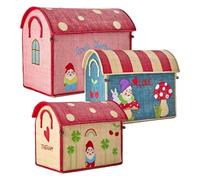 Rice - Grande set di 3 cesti giocattoli, casetta portaoggetti, multicolore, tema Love Therapy (set da 3 - grande/medio/piccolo)