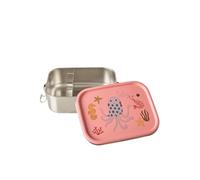 Rice Lunch Box in metallo - Coral Ocean Print - Contenitore per il pranzo per bambini, motivo animali, divisorio blu, 17 x 12 x 6 cm